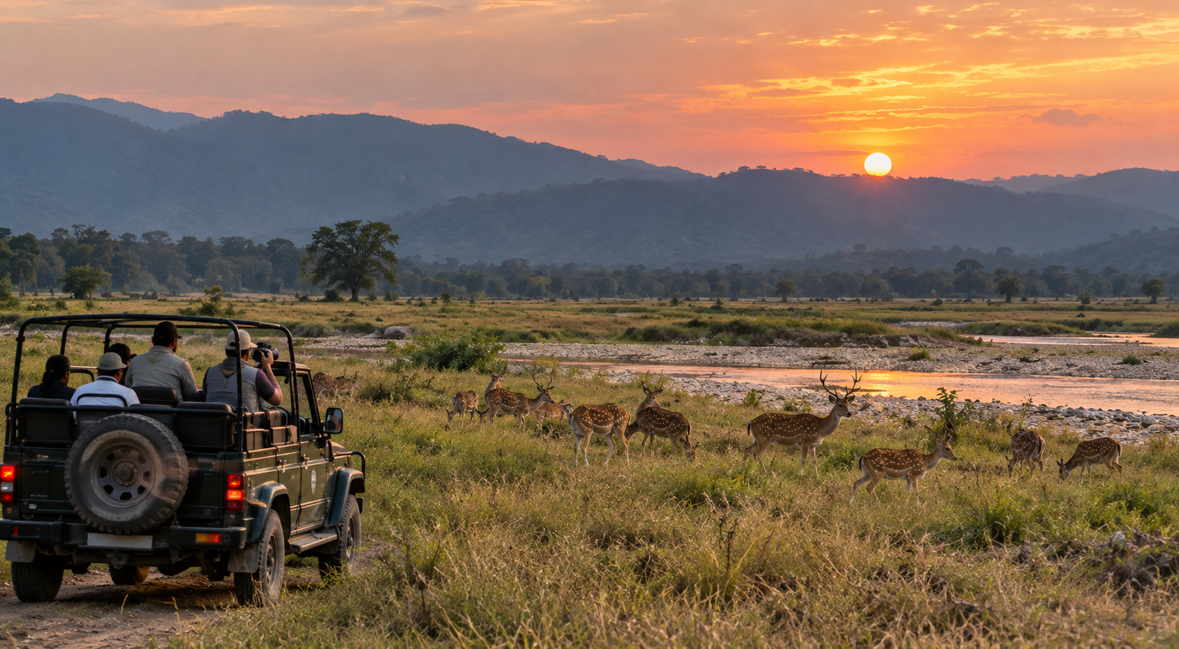 Safari jeep on a Corbett forest route