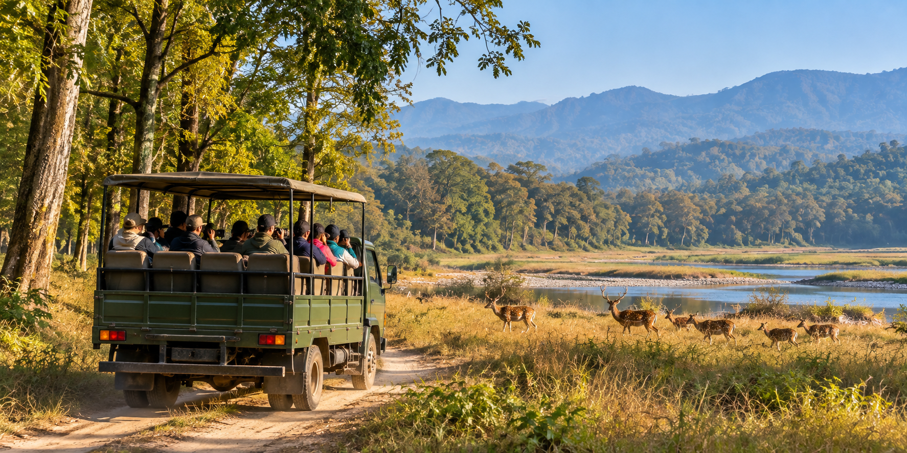 Canter safari vehicle route in Corbett