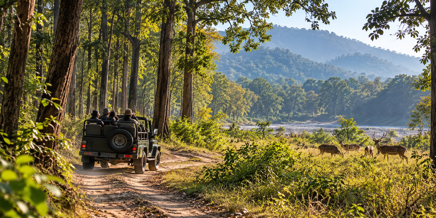 Open grassland safari landscape in Dhikala Zone